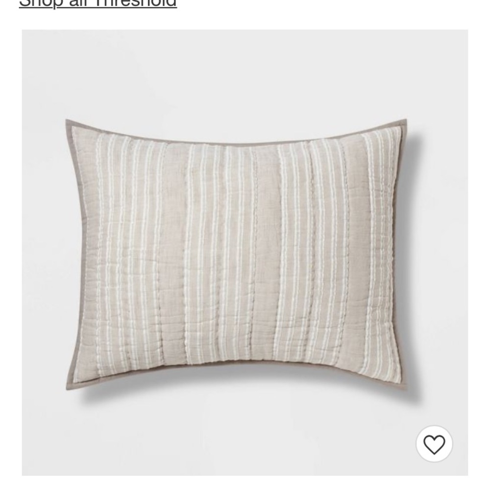 TWO Stitched stripe pillow shams